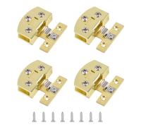 UFURMATE Cabinet Hinge, 4Pcs Gold Unilateral Adjustable Glass Door Clamp Hinges Zinc Alloy Side-Mount Pivot Hinges 90 Degree Bright Clip Hinge Replacement for 5-7mm Frameless Glass Cabinet Door