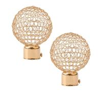 UFURMATE Curtain Finials, 2Pcs Golden Hollow Ball Drapery Rail Pole Head Cap Decorative Window Curtain Rail End Metal Curtain Rod Pole Finials Ends, Inner Diameter 25.5mm