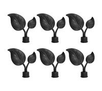 UFURMATE Curtain Finials, 6Pcs Black Plastic Drapery Rail Pole Head Cap Leaf Window Drapery Curtain Rod Decor Finials, Fit for 21-22mm/0.83-0.86 inches Diameter Rod (Leaf Shape)