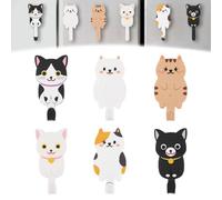 UFURMATE Cute Cat Magnetic Hooks, 6Pcs Cat Tail Key Hook Creative 2 in 1 Fridge Magnets Hanging Hook for Home Office Decoration