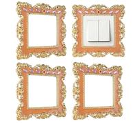 UFURMATE Decorative Light Switch Surround Cover, 4Pcs Plastic Single Socket Switch Protector Wall Sticker for Switch with Rose Edging (Gold)