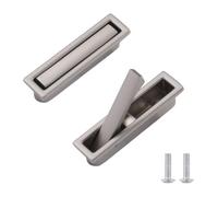 UFURMATE Flush Mount Door Pull 2Pcs Zinc Alloy Recessed Door Handle Hardware Small Brushed Pocket Hidden Edge Pull for Closet Cupboard Pocket Doors (Silver)