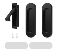 UFURMATE Flush Mount Door Pull and Edge Pull, 1 Set Self Adhesive Stainless Steel Recessed Pocket Door Handles Sliding Door Hardware for Closet (Black)