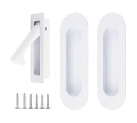 UFURMATE Flush Mount Door Pull and Edge Pull, 1 Set Stainless Steel Recessed Pocket Door Handles Sliding Door Hardware for Closet (White)