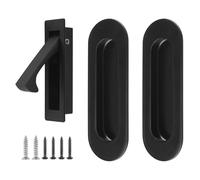 UFURMATE Flush Mount Door Pull and Edge Pull, 1 Set Stainless Steel Recessed Pocket Door Handles Sliding Door Hardware for Closet (Black)