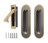 UFURMATE Flush Mount Door Pull and Edge Pull, 1 Set Stainless Steel Recessed Pocket Door Handles Sliding Door Hardware for Closet (Bronze)