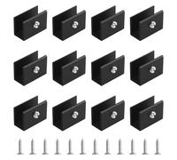 UFURMATE Glass Clamp, 12Pcs Adjustable Rectangle Glass Shelf Brackets Aluminum Alloy Glass Clamp Clips Wall Mounted Glass Holder Supports for 6-8mm Thick Glass