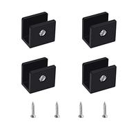 UFURMATE Glass Clamp, 4Pcs Adjustable Square Glass Shelf Brackets Aluminum Alloy Glass Clamp Clips Wall Mounted Black Glass Holder Supports Mounting Brace for 6-8mm Thick Glass Shelves