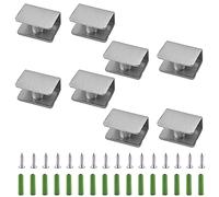 UFURMATE Glass Clamp, 8Pcs Adjustable Square Glass Shelf Brackets Stainless Steel Glass Clamp Clips Wall Mounted Black Glass Holder Supports Mounting Brace for 5-10mm Thick Glass Shelves