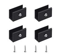 UFURMATE Glass Clips Clamps, 4Pcs Adjustable Rectangle Glass Shelf Brackets Aluminum Alloy Glass Clamps Wall Mounted Glass Holder Supports Mounting Brace for 6-8mm Thick Glass Shelves (Black)