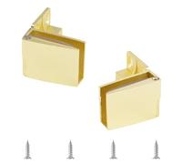 UFURMATE Glass Door Hinge, 2Pcs Zinc Alloy Frameless Glass Door Hinge 90 Degree Side Mounted Glass Door Hinge Single Side Glass Clamp Hinge with Screws, for 3-5mm Thick Glass (Golden Surface)
