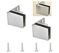 UFURMATE Glass Door Hinge, 2Pcs Zinc Alloy Frameless Glass Hinge 90 Degree Side Mounted Hinge Single Side Clamp with Screws, for 3-5mm Thick Glass (Bright Surface)