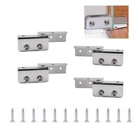 UFURMATE Glass Door Hinge, 4Pcs Side Mounted Frameless Glass Door Pivot Hinges Clamp Adjustable Cabinet Pivot Hinge Clip Replacement Kit, Fit for Less Than 5mm Free-Swinging Glass Door