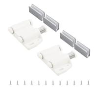 UFURMATE Glass Door Magnetic Catch, 2 Set Push Open Double Glass Latchs with Adjustable Cabinet Clamp, Fit for 3-6mm Free-Swinging Doors (Silver & White)