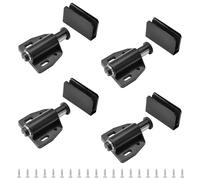 UFURMATE Glass Door Magnetic Catch Closures, 4 Set Push Open Single Glass Door Magnetic Touch Latchs with Adjustable Cabinet Clamp, Fit for 3-6mm Free-Swinging Glass Door (Black)