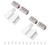 UFURMATE Glass Door Magnetic Catch Latch Closures, 2 Set Push Open Double Glass Door Magnetic Touch Latchs with Adjustable Cabinet Clamp, Fit for 3-7mm Free-Swinging Frameless Glass Door (White)