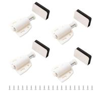 UFURMATE Glass Door Magnetic Catch Latch Closures, 4 Set Push Open Single Glass Door Magnetic Touch Latchs with Adjustable Cabinet Clamp, Fit for 3-6mm Free-Swinging Glass Door (Nickel Silver)