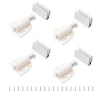 UFURMATE Glass Door Magnetic Catch Latch Closures, 4 Set Push Open Single Glass Door Magnetic Touch Latchs with Adjustable Cabinet Clamp, Fit for 3-6mm Free-Swinging Glass Door (Silver & White)
