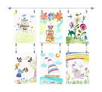 UFURMATE Kids Artwork Hanging Wire Kit, 1 Set Picture Hanging Wire with Clips Adjustable Art Display Wall Decor for Kids Drawings, Photos (3M)