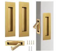 UFURMATE Large Size Flush Mount Door Pull and Edge Pulls,Stainless Steel Recessed Pocket Door Handle Set Sliding Door Pull Hardware for Closet (Brushed Gold)