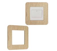 UFURMATE Light Switch Surround Cover,2Pcs Wood Grain Single Socket Switch Surround Protector Sticker for Home Office Wall Switch Decoration (Light Yellow)