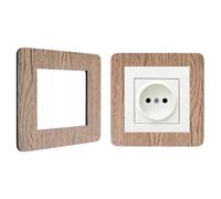 UFURMATE Light Switch Surround Cover 2Pcs Wood Grain Single Socket Switch Surround Protector Sticker for Home Office Wall Switch Decoration (Antique Sandalwood Grain)