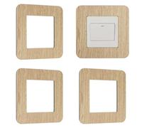 UFURMATE Light Switch Surround Cover Stick on 4Pcs Wood Grain Single Socket Switch Surround Protector Sticker for Home Office Wall Switch Decoration (Light Yellow)