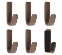 UFURMATE Magnetic Walnut Wall Hooks, 6Pcs J Shape Natural Wooden Coat Hook Magnetic Towel Rack for Refrigerator,Metal Cabinet (Dark Brown)