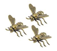 UFURMATE Mini Bee Sculpture, 3PCS Gold Bee Figurines Vintage Brass Bee Statues Desktop Ornament Decorative Brass Animal Ornament for Home Decor