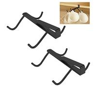 UFURMATE Mug Hooks, 2Pcs 304 Stainless Steel Mug Holder Drilling Free Coffee Cups Holder Under Cabinet Mug Holder Rack, Fit for Cabinet 0.78" or Less (Black)