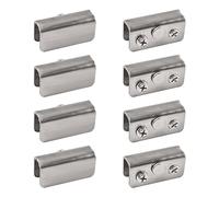 UFURMATE Non Magnetic Latch Clamp, 8Pcs Stainless Steel Adjustable Frameless Glass Clips Rectangular Magnetic Door Touch Clamps Glass Cabinet Latch Clamp for 5-8mm Thick Glass Door (Brushed Silver)