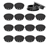 UFURMATE Nylon Hole Plug, 16Pcs 50mm/1.97 inch Round Plastic Hole Plugs Snap in Locking Hole Plugs Tube Pipe Insert End Caps for Kitchen Cupboard Cabinet Chair (Black)