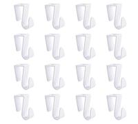 UFURMATE Over Cabinet Door Hooks, 16Pcs Plastic Over Door Single Hooks Multi-Purpose Over Cupboard Drawer Clips Space-Saving Hanger Extender Clips for Kitchen Bathroom Bedroom (White)