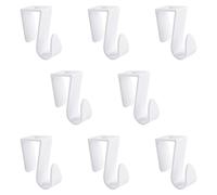 UFURMATE Over Cabinet Door Hooks, 8Pcs Plastic Over Door Single Hooks Multi-Purpose Over The Cupboard Drawer Hooks Space-Saving Hanger Extender Clips Hooks for Kitchen Bathroom Bedroom (White)