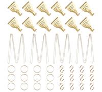 UFURMATE Picture Hanging Kit, 12Pcs Brass Plated Hooks & 4Pcs 3M Iron Chains Picture Display System Accessories for Wall Pictures, Exhibition(Gold)