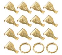 UFURMATE Picture Hanging Kit, 13Pcs Picture Rail Hooks with 3 Rolls 3M Picture Wires, Brass Plated Picture Rail Hanging Hooks Picture Display Hanging System Accessories for Wall Picture, Exhibition