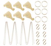 UFURMATE Picture Hanging Kit, 6Pcs Brass Plated Hooks & 2Pcs 3M Iron Chains Picture Display System Accessories for Wall Pictures, Exhibition(Gold)