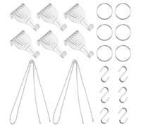 UFURMATE Picture Hanging Kit, 6Pcs Brass Plated Hooks & 2Pcs 3M Iron Chains Picture Display System Accessories for Wall Pictures, Exhibition(Silver)
