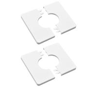 UFURMATE Pipe Wall Covers, 2Pcs ABS Plastics Square Escutcheon Plates Self-Adhesive Pipe Plate Covers Decorative Shower Pipe Covers for 32mm Diameter Pipe Tube Decoration (White)