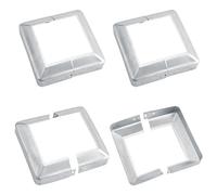 UFURMATE Post Base Cover, 4Pcs 100x100mm Metal Post Base Cover Plates Silver Decorative Split Post Skirt Cover Square Railing Base Cover for Stair Handrail Fence