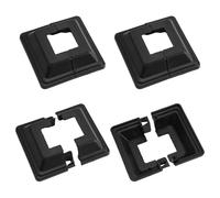 UFURMATE Post Base Cover, 4Pcs 25x25mm Plastic Post Base Cover Plates Black Decorative Split Post Skirt Cover Square Railing Base Cover for Stair Handrail Fence