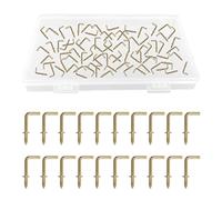 UFURMATE Screw in Hooks, 100Pcs Copper Plated L Shaped Hooks Shouldered Dresser Cup Hooks Right Angle Hooks Self Tapping Screw Hooks for Indoor and Outdoor Hanging (Gold)
