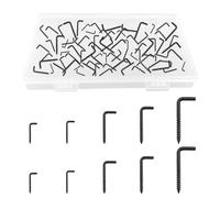 UFURMATE Screw in Hooks, 120Pcs 5 Sizes L Shaped Hooks Shouldered Dresser Cup Hooks Right Angle Hooks Self Tapping Screw Hooks for Indoor and Outdoor Hanging (Black),(UF-HA1564-G-UK)