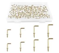 UFURMATE Screw in Hooks, 170Pcs 4 Sizes L Shaped Hooks Shouldered Dresser Cup Hooks Right Angle Hooks Self Tapping Screw Hooks for Indoor and Outdoor Hanging (Gold)