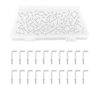 UFURMATE Screw in Hooks, 80Pcs L Shaped Hooks with Plastic-Coated Surface Shouldered Dresser Cup Hooks Right Angle Hooks Self Tapping Screw Hooks for Indoor and Outdoor Hanging