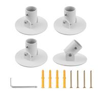 UFURMATE Shower Curtain Rod Bracket, 4Pcs 26mm Inner Diameter Titanium Steel Shower Curtain Rod Single Swivel Flange Curtain Rod Wall-Mount Bracket with Screws (White)