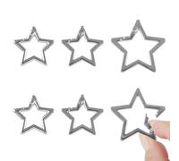 UFURMATE Star Shaped Thumb Snap Clip, 6Pcs Mixed Size Spring Loaded Quick Release Keychain Clips Decorative Keychain Rings for Bag, Dog Collar, DIY Crafts (Silver)