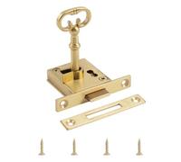 UFURMATE Vintage Lock with Key 1 Pack Gold Cabinet Lock Set for Left-Hand Door Retro Desk Drawer Spring Lock Decorative Antique Brass Lock for Cabinet, Wardrobe, Drawer, Cupboard, Jewelry Boxes