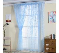 Ufurty 2-Piece Willow Leaf Window Curtain, Voile Tulle Sheer Panel, Yellow, for Living Room, Bedroom, Balcony