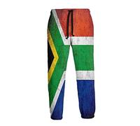 Ufuson Flag of South African USA Vintage Sweatpants for Men Printed Joggers Pant Drawstring Sports Pants White